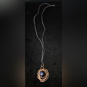 Pure Copper Modern Pendant Lapis Drop Bead Handmade Necklace Women’s